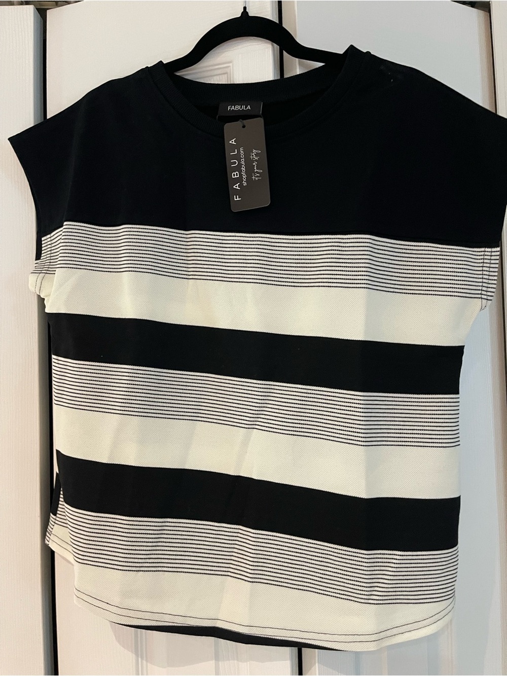 Black & White Striped Cap-Sleeve Tank